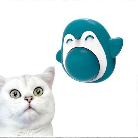 Balle d'herbe à chat bleue, jouet d'intérieur pivotant à 360° avec couvercle de rangement et 1 balle pour chat remplaçable. (1/5)