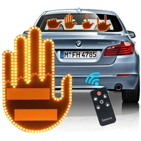 Basetbl – LED Finger Gesture Light with Remote Control – 176 Beads – 3 Emoji Modes – Interactive Car Accessory (1/4)