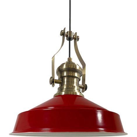 Handbemalte Industrielle Hängeleuchte aus Rot Metall – Vintage-Kronleuchter E27 Ø41 cm für Wohnzimmer, Schlafzimmer Oder Esszimmer (1/5)