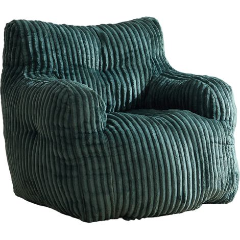Fauteuil pouf en mousse à mémoire de forme avec revêtement en velours côtelé vert (1/5)