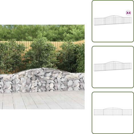 Paniers à gabions arqués 4 pcs 400x30x60/80 cm Fer galvanisé - Panier Gabion - Mur Gabion - Clôture Gabion - Décoration Jardin - Barrieres Jardin (1/5)