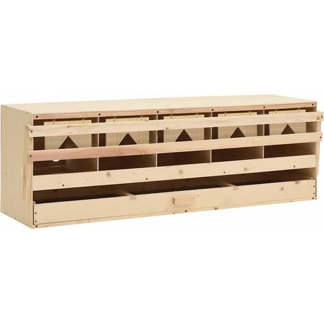 vidaXL Ponedero para gallinas 5 compartimentos madera pino 117x33x38cm (1/4)
