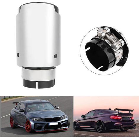 Tuyau d'échappement universel en acier inoxydable, embout silencieux modifié, sortie arrière (Noir, Argent) (1/5)