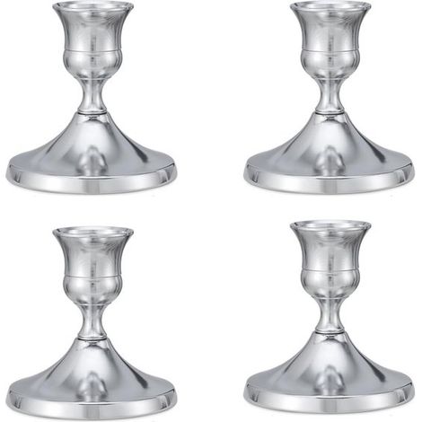 Pièces - Bougeoir - Chandeliers coniques - Décoration intérieure - Accessoires pour bougies - Pour mariage, Noël, salon, cérémonie de mariage - 6,76,77 cm - Argent - Fer - Chandeliers décoratifs - Cha (1/5)