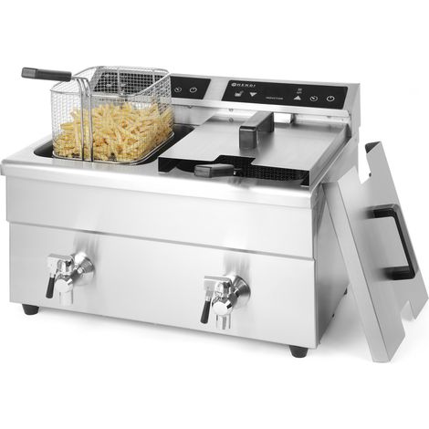 Freidora de doble inducción con grifo KITCHEN LINE 2x 8 L Hendi 215029