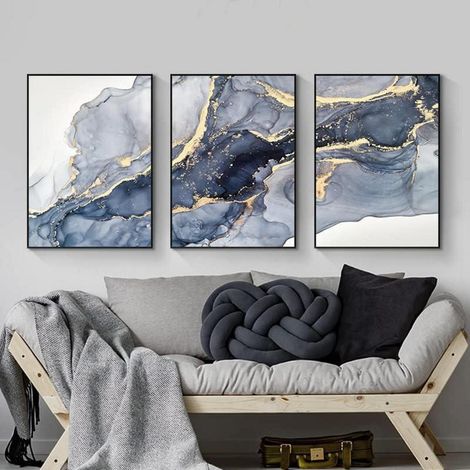 Wandbilder Wohnzimmer Abstrakte Marmor 3PCS-40x60cm Marmoriert 6 (1/5)