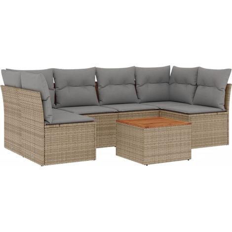 Maison Exclusive - Patio Sofa Set 6 plaza Mezcla beige y gris (1/5)