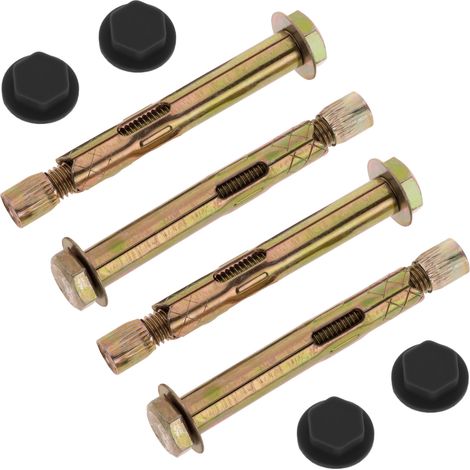 PrimeMatik - Lot de 4 chevilles à expansion métal à vis 10x85mm avec capuchon noir (1/5)