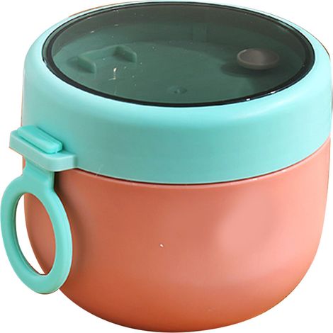 Tasse isotherme pour petit-déjeuner, couvercle en acier inoxydable 304, cuillère, pot à lait/soupe, récipient portable pour congee, rouge (1/5)