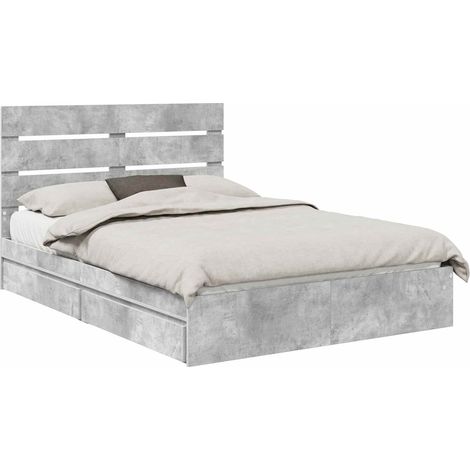 Maison Exclusive - Aufbewahrungsbett Beton Grau 150 x 200 cm Holz