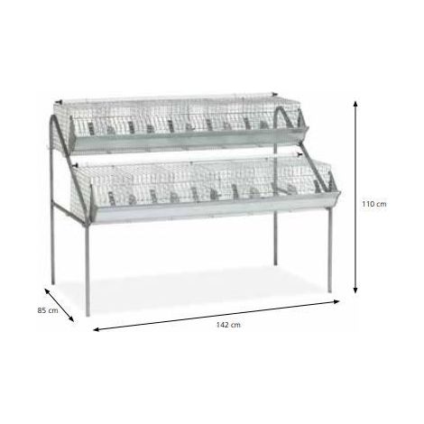 CONIGLIERA PER INGRASSO FONDO RETE 12 BOX