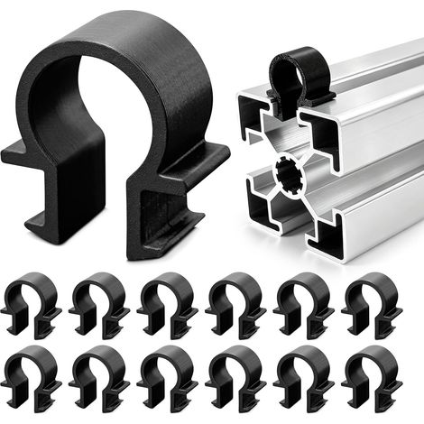 Support de fil pour profilés en aluminium 20x20 30x30 40x40 45x45, Compatible avec rainure 5/6/8/10 mm, Omega Schelle robuste pour câbles Ø10mm, installation rapide sans outils, pour automatisation et (1/5)