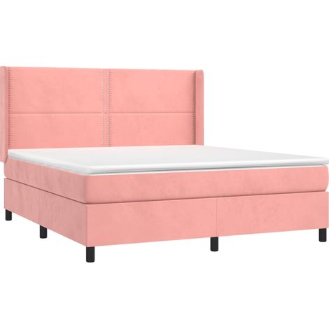 Sommier à lattes de lit avec matelas Rose 160x200 cm Velours vidaXL (1/5)