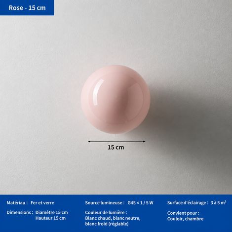 Suspension Verre Murano Bulle Bonbon Bauhaus 15 cm rose sans source lumineuse 25 × 25 × 25 cm 1,5 kg – Livraison gratuite