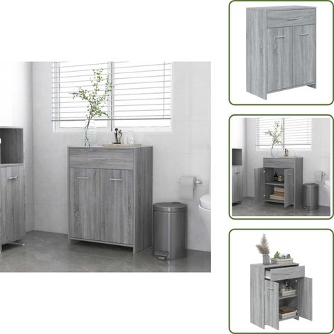 The Living Store Badezimmerschrank Grau Sonoma 60x33x80 cm Holzwerkstoff - Holzwerkstoff Schrank (1/5)