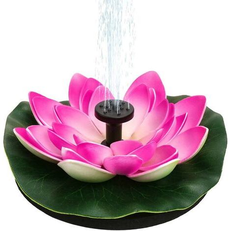Fontaine solaire flottante en forme de nénuphar/lotus, avec pompe intégrée, pour bassin, terrasse, jardin ou piscine. Décoration extérieure : soliflore, lotus, etc.