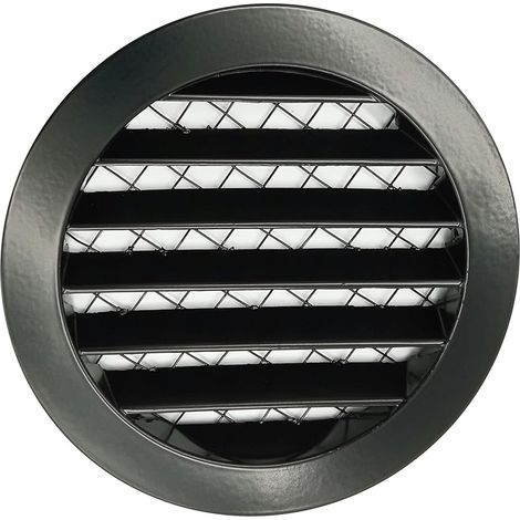 Grille d'aération ronde en aluminium noir avec filet anti-insectes (ALU Ø 160) (1/5)
