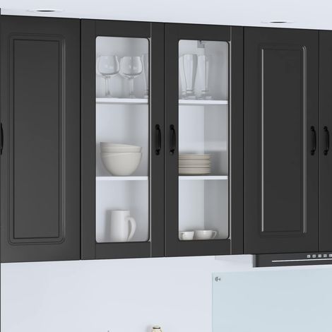 Küchenschrank mit Regal Schwarz 80 x 31 x 100 cm Holzwerkstoff