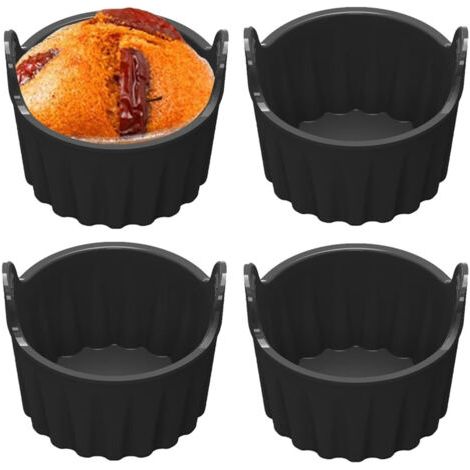 Lot de 4 moules à muffins en silicone Airfryer - Accessoires friteuse à air chaud - 8,5 x 8 cm - Pour muffins, collations, cupcakes, mini quiches, amuse-bouches (1/5)