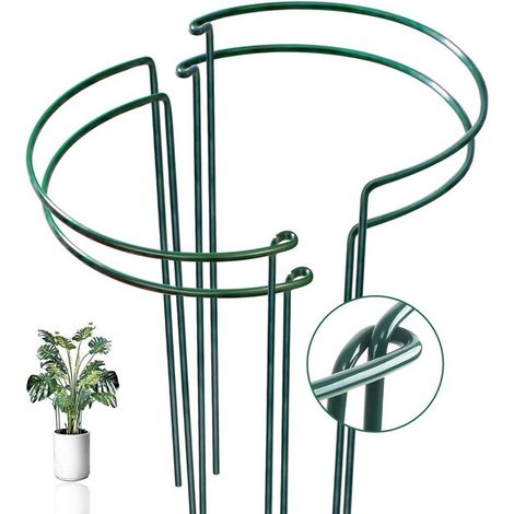 Set di 4 supporti per piante in metallo, supporti semicircolari, supporti per piante da giardino, supporti per peonie, supporti per fiori a stelo, 40 x 25 cm (1/5)