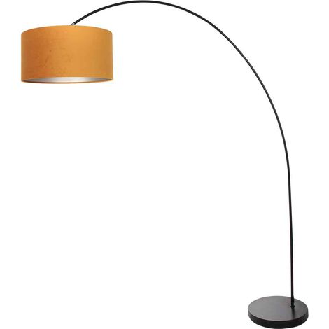 Mexlite - lampadaire - Solva - noir - métal tissu - lampe arquée (1/4)