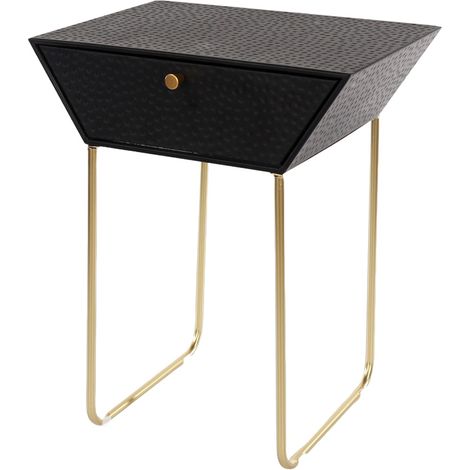 Apollo 1 Drawer Bedside Cabinet - L34.5 x W46 x H57.5 cm - Black/Gold - Partially Assembled
