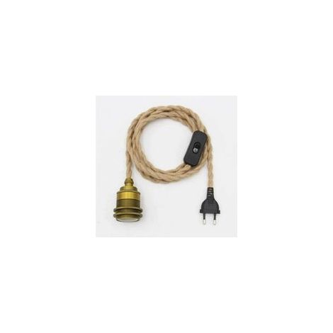 Kit de suspension vintage en corde de chanvre avec prise interrupteur, câble textile E27, modèle D –