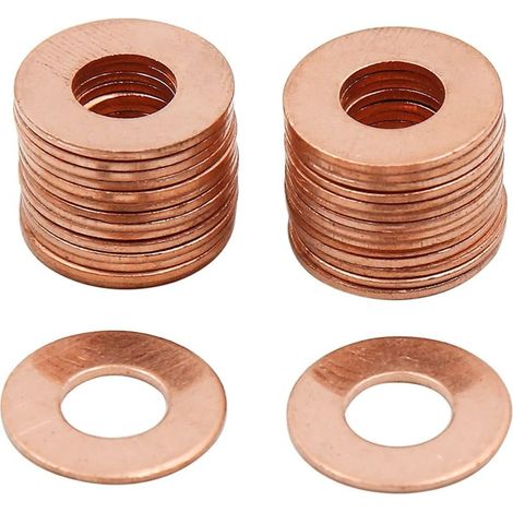 30pc 8mm Dia Interne rondelle cuivre d'étanchéité Joint Plate Huile Anneau Auto (1/5)