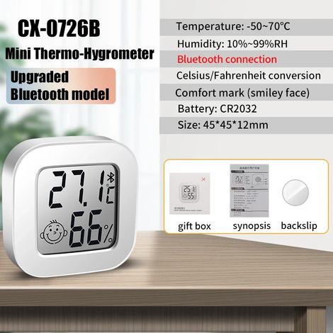 Thermomètre numérique Bluetooth avec hygromètre LCD pour l'intérieur, capteur de température et d'humidité, station météo (1/5)