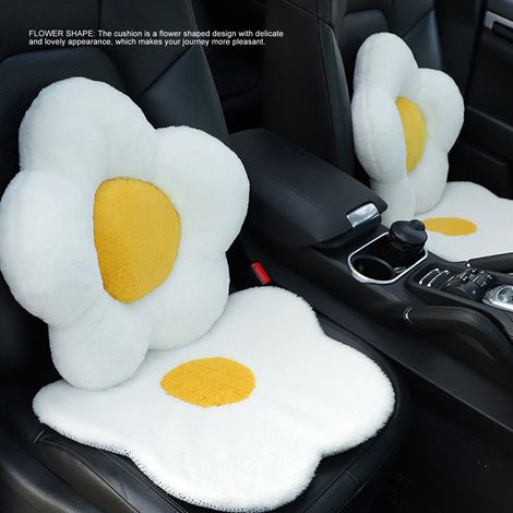 (Exklusiv in Südostasien erhältlich) Frangipani-Plüsch-Autositzkissen, bequem, kreativ, niedlich, warm, rutschfest, Auto-Accessoire, Frangipani-Rücksitzkissen (1/5)