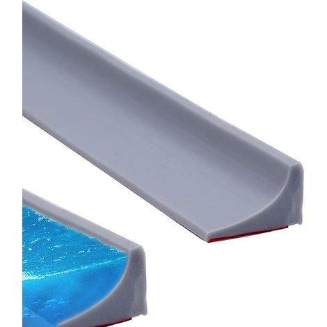Silicone Shower Thresholds, 200 cm, Grey, Waterproof Foldable Strip for Shower Seal and Shower Floor, Water Stopper for Glass Wall and Shower Floor, Easy and Durable Installation