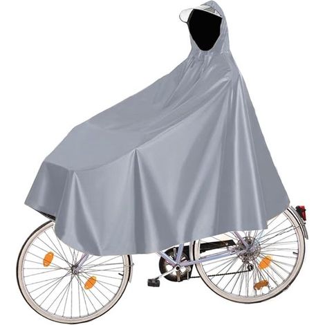 Poncho de cyclisme imperméable, poncho de pluie coupe-vent pour vélo, veste de pluie à capuche pour vélo, pour VTT, vélos électriques (gris) (1/5)