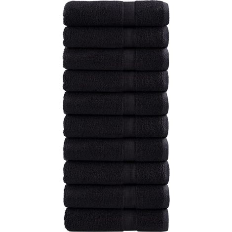 Serviettes de douche haut de gamme SOLUND, lot de 10, noires, 70 x 140 cm, 600 g/m²