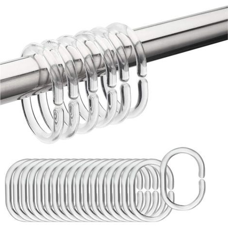 BUNTHAUS CSPARKV Lot de 24 anneaux de rideau : le kit de crochets de rideau en plastique dispose de 24 anneaux, assez pour votre remplacement et votre utilisation quotidienne. Sa taille est de 4,4 x 2 (1/5)