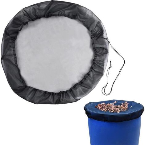 Oreng 1 Pièce Filet pour Citerne de Pluie 97 cm Housse pour Tonneau de Pluie avec Cordon de Serrage Filet de Protection pour Les Barils de Pluie Filet de Protection Réglable pour Anti-Moustique, Noir (1/4)