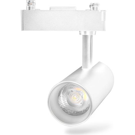 Spot LED sur rail blanc 24 W, deux fils, idéal pour l'éclairage dans les magasins et les espaces commerciaux. (1/2)