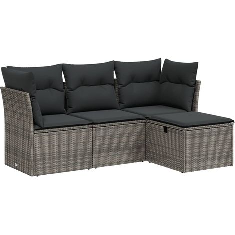 Maison Exclusive - Set Divani da Giardino 4 pz con Cuscini in Polyrattan Grigio