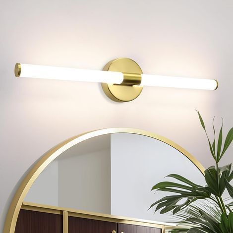Or, Éclairage miroir LED de salle - 40CM de bain Applique murale dorée 10W étanche IP44 applique murale moderne blanc neutre 4000 K pour meuble de salle de bain cuisine couloir (1/5)