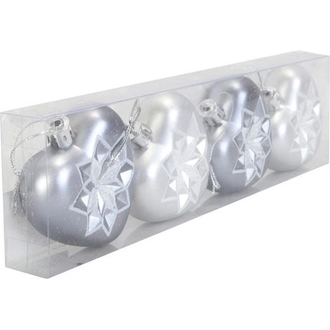Palline di Natale a forma di cuore con decorazioni glitterate - Grafite, set da 4 (1/5)