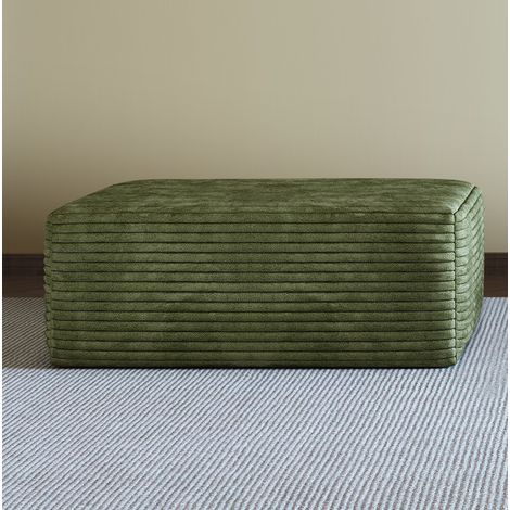 Chaise longue modulare, senza montaggio, tessuto in velluto a coste plush, verde (1/5)