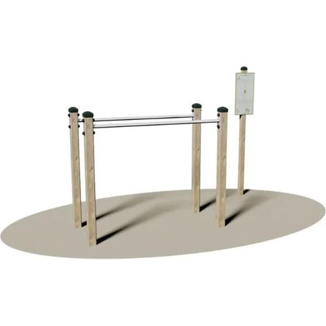 Parallele Giochipark legno 9x9cm barre acciaio Ø 4cm certificato EN 16630 (1/2)