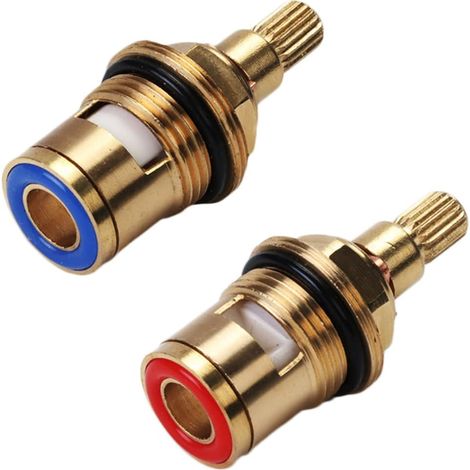 Remplacement Laiton Céramique Tige Disque Cartouche Robinet Vanne Quart de Tour 1/2" (1 Paire Chaud & Froid) (1/5)