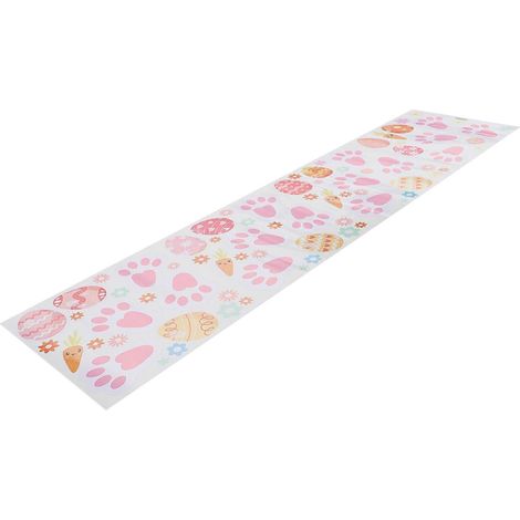 Sticker mural décoratif rose en forme d'arche, motif dessin animé, compatible avec les enfants (99 x 24 cm), idéal pour Pâques (1 feuille). (1/5)