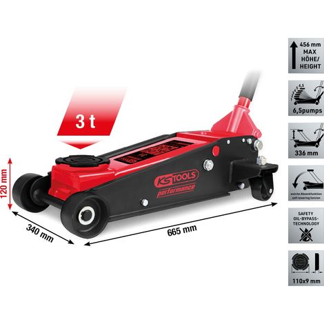 KS Tools performance Hydraulischer Stahl-Wagenheber, 3000 kg, Hubhöhe: 120-456 mm (1/5)
