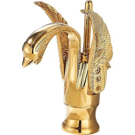 Gold Bathroom Faucet, Bathroom Faucet, Animal Swan Pattern Basin Faucet, Bathroom Mixer Tap (1/5)