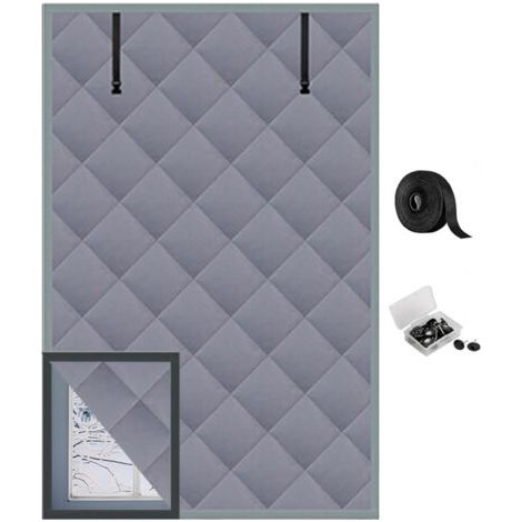 Pair - Couverture isolante d'hiver 3 couches pour fenêtre 63 x 39 pouces - Couverture thermique isolante Oxford avec fermeture à glissière - Kit d'isolation de fenêtre gris pour rester au chaud en hiv (1/4)
