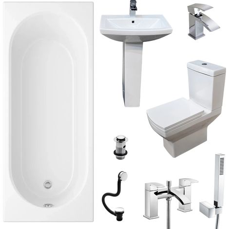 Complete Bathroom Suite Porto Bath Amara Toilet and Basin Bath Shower Mixer Tap