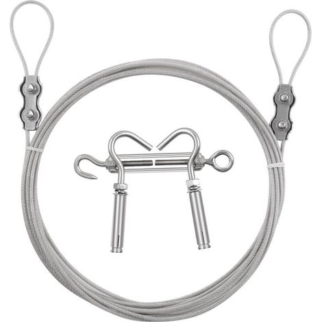 6m Φ3mm Câble En Acier Inoxydable Revêtu De Pvc Avec Tendeur Cable, Utilisé Pour Faire Corde En Acier Inoxydable À Suspendre Kit,Tirolienne Pour Jardin,Kit Plante Grimpante,Corde À Linge. (1/5)
