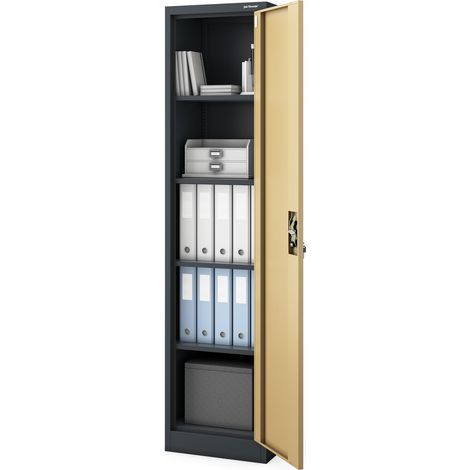 Armoire Bureau Métal Étroite 4 Étagères Verrouillable 185x45x40cm (1/5)