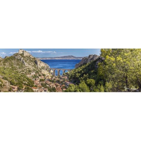 Tableau sur toile calanques de Vesse 30x97 cm - Impression sur Toile Murale Décorative - Image imprimée en HD sur Toile - Toile sur Châssis en Bois FSC - Fabriqué en France (1/4)